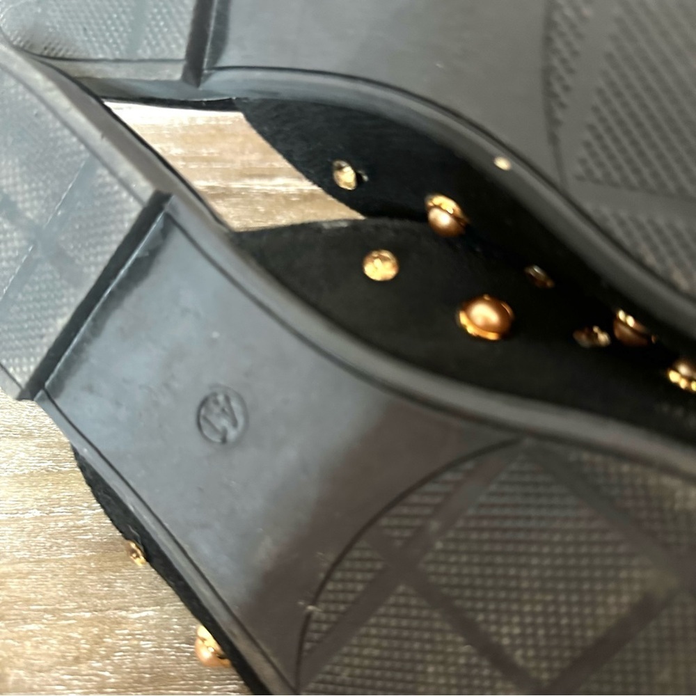 Fox Stud Pointy Toe Mules Flats Slides Black Rhinestones Crystals Size 9 41 - Picture 6 of 7